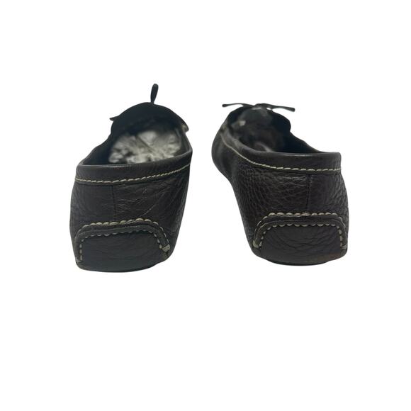 Prada Vintage Driving Shoe Loafer Flats Pebble Leather Tassel Brown Size 37 US 7 - Picture 5 of 15